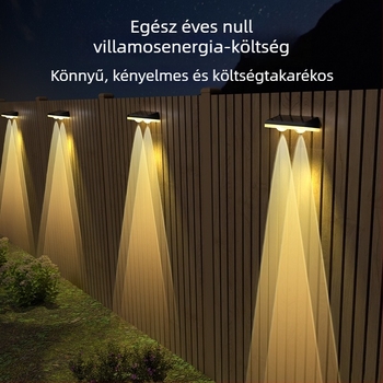 IP67-es napenergia-szenzoros falikar kültéri kerítéshez, kerthez és udvarhoz, intelligens fényvezérlés RGB, 0.6W