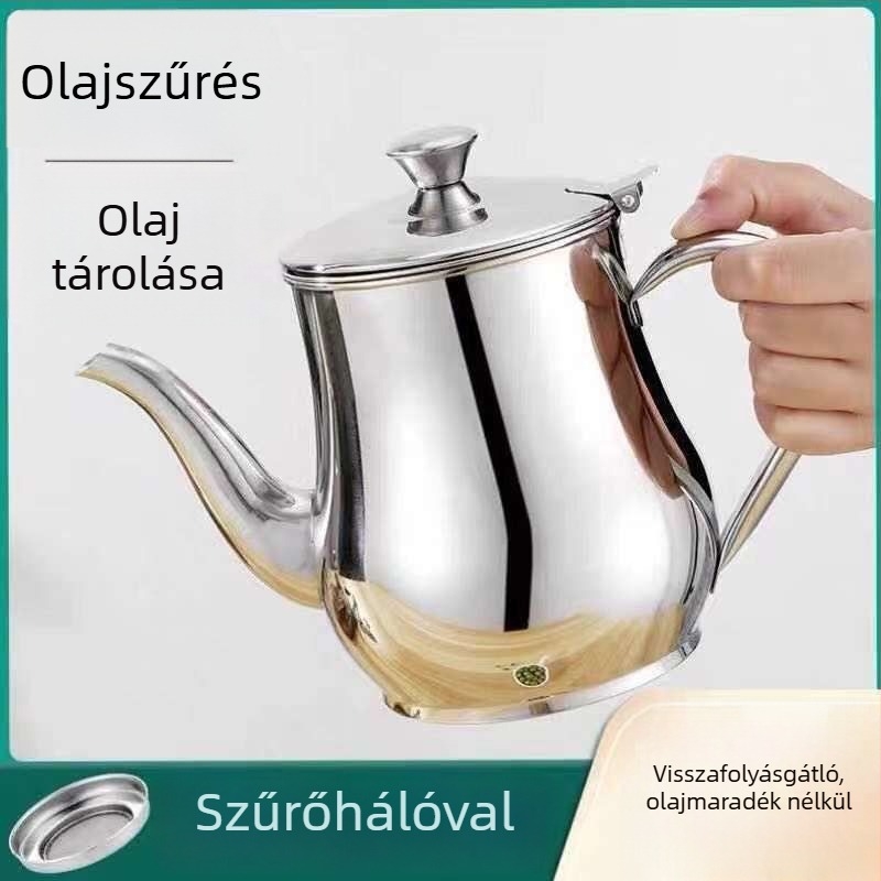 316 rozsdamentes acél olajtartó szűrővel, konyhai használatra, szivárgásmentes öntő- és fűszerező üveg