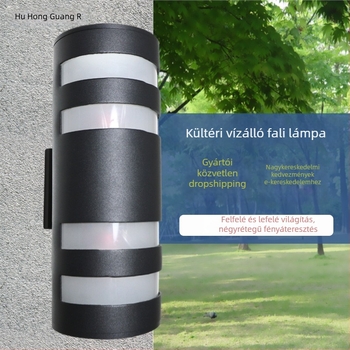 Kültéri fali lámpa kettős fejjel, felfelé és lefelé világítással, IP65 vízálló, alumínium ház, kültéri folyosókhoz