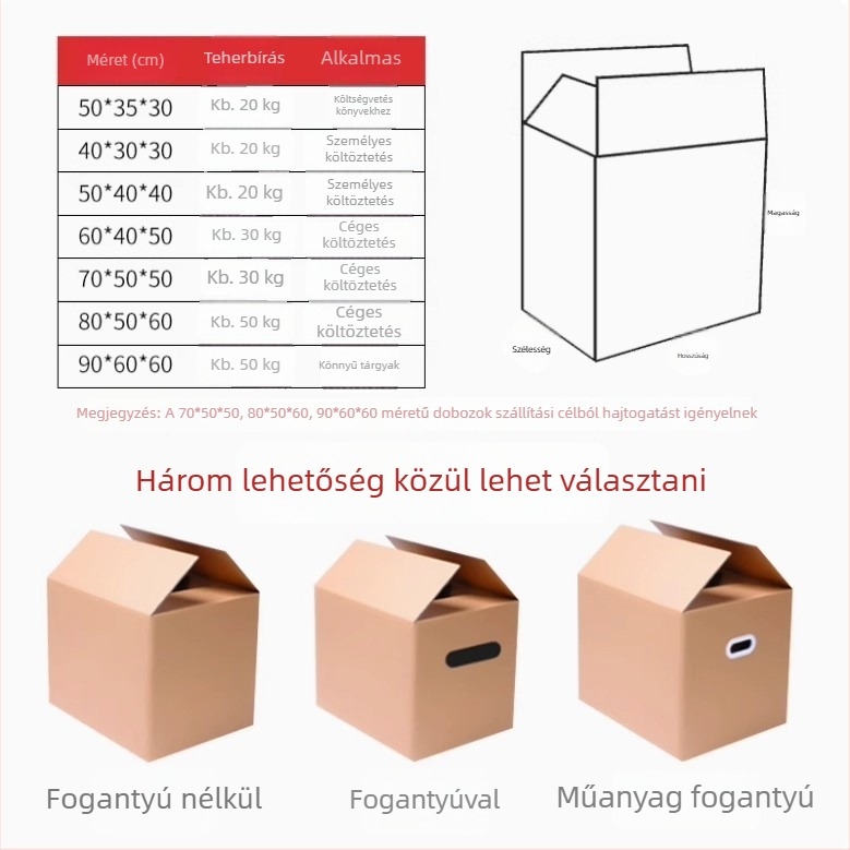 Ötrétegű, rendkívül kemény költöztető kartondoboz, nagy méretű, csomagolásra és tárolásra, fogantyúval