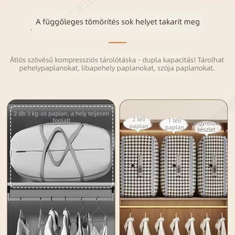 Ruha- és paplan tároló táska, nagy kapacitású, vízálló és nedvességálló, nem szövött anyagból