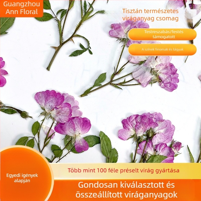 Rózsaszín és lila rózsák ágakkal - préselt virágminták DIY gyanta asztali lámpához, gyertya és fotókerethez, szárított viráganyagok