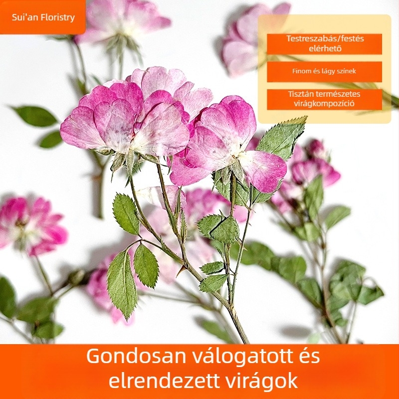 Rózsaszín és lila rózsák ágakkal - préselt virágminták DIY gyanta asztali lámpához, gyertya és fotókerethez, szárított viráganyagok