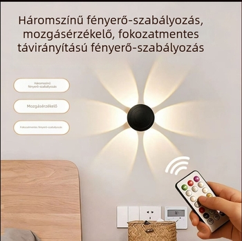 Virág- és gomba alakú, újratölthető mozgásérzékelős falikar távirányítóval