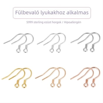 S999 ezüst fülbevaló kampó – tiszta ezüst, félkész DIY ékszerekhez, ezüst kiegészítők