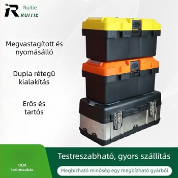 Két szintes, masszív hordozható szerszámtartó doboz készlet
