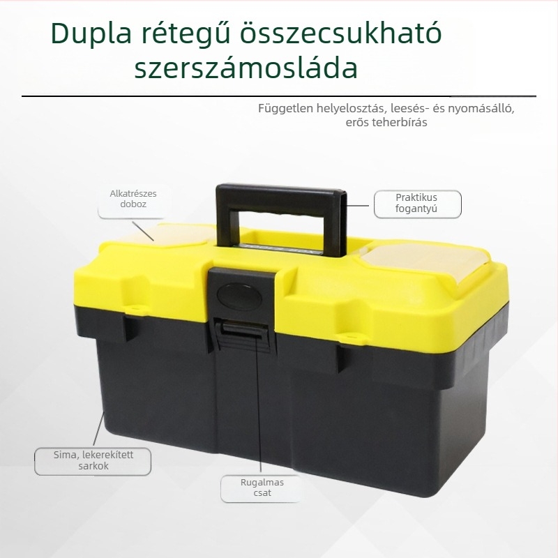 Két szintes, masszív hordozható szerszámtartó doboz készlet