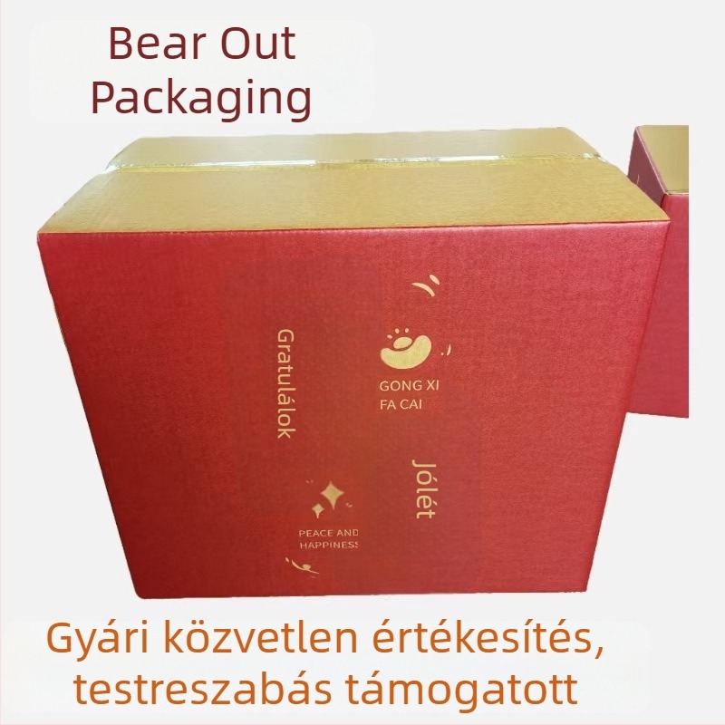 Repülőgép alakú doboz, fehér alapon ünnepi piros díszítéssel, nagy kartondoboz költözéshez és az új otthonhoz