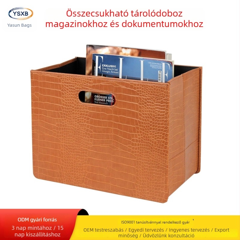 PU bőr magazin- és iratrendező kosár - asztali rendező