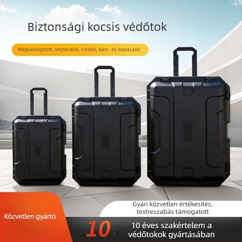 Megerősített görgős eszköztároló doboz PP műanyagból, gimbal tárolóval, védőtok kültéri fotózáshoz