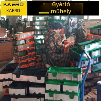 Kézi rozsdamentes acél szerszámkészlet ABS műanyag kerettel, kétszintes kivitel, otthoni és autós használatra, méretek 400×210×190 mm, teherbírás 200 kg