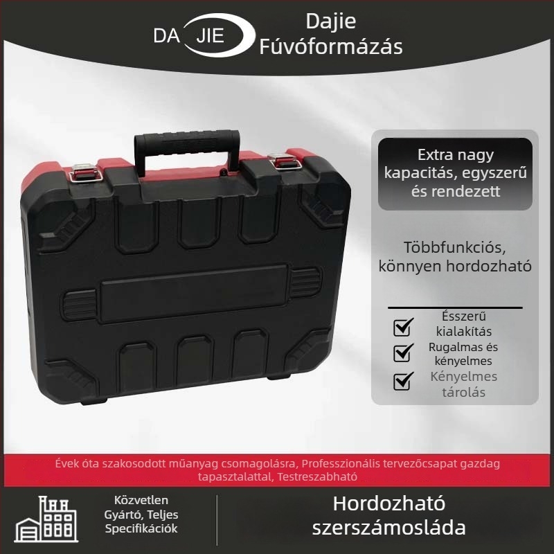 Nagy kapacitású hordozható műanyag szerszámtartó doboz otthoni és autós használatra
