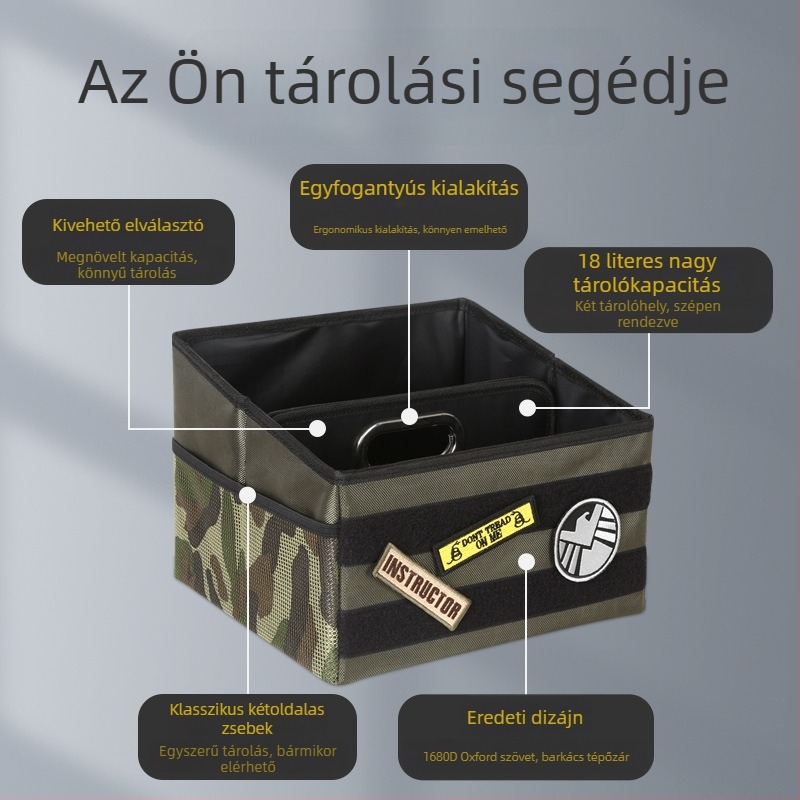 20L autó csomagtartó rendező, vastag Oxford anyagból, összecsukható tároló, fogantyúval