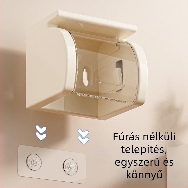Fúrás nélküli falra szerelhető papírtartó tekercshez, vízálló, vákuumos csatlakozással fürdőszobába