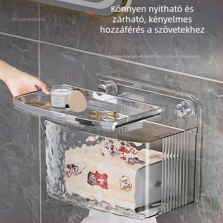 Fali vákuumos tapadó toaletpapír- és zsebkendő-tartó