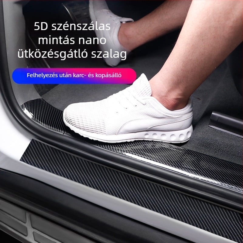 K5D karbonszövet mintás küszöbvédő autóhoz — varrat nélküli küszöbsáv ajtókhoz и a csomagtartóhoz