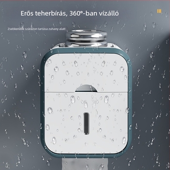Falra szerelhető vécépapír tartó és adagoló, fúrás nélkül, fürdőszobai tároló polc, PP anyag