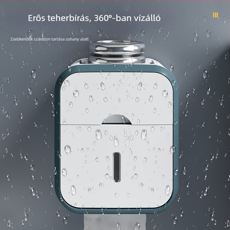 Falra szerelhető vécépapír tartó és adagoló, fúrás nélkül, fürdőszobai tároló polc, PP anyag