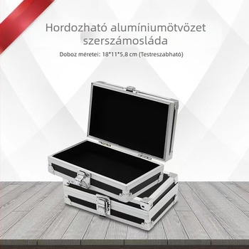 Fekete alumíniumötvözetes szerszámdoboz, többfunkciós, kültéri utazásokhoz