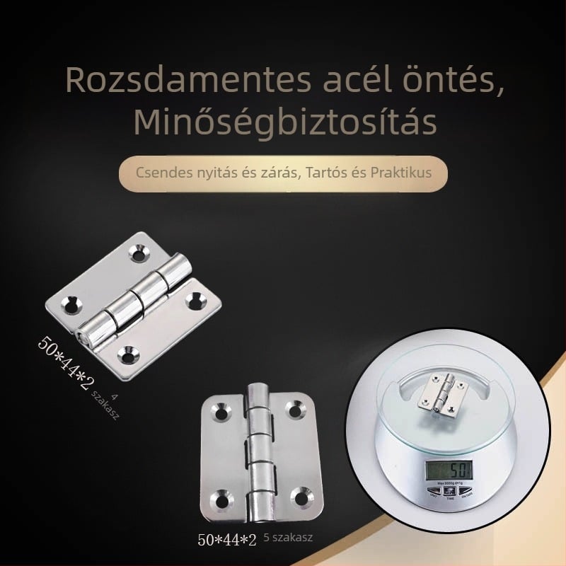 Cl099 2 hüvelykes zsanér, rozsdamentes acél 304, szekrényajtóhoz, méretek 50×44×2 mm