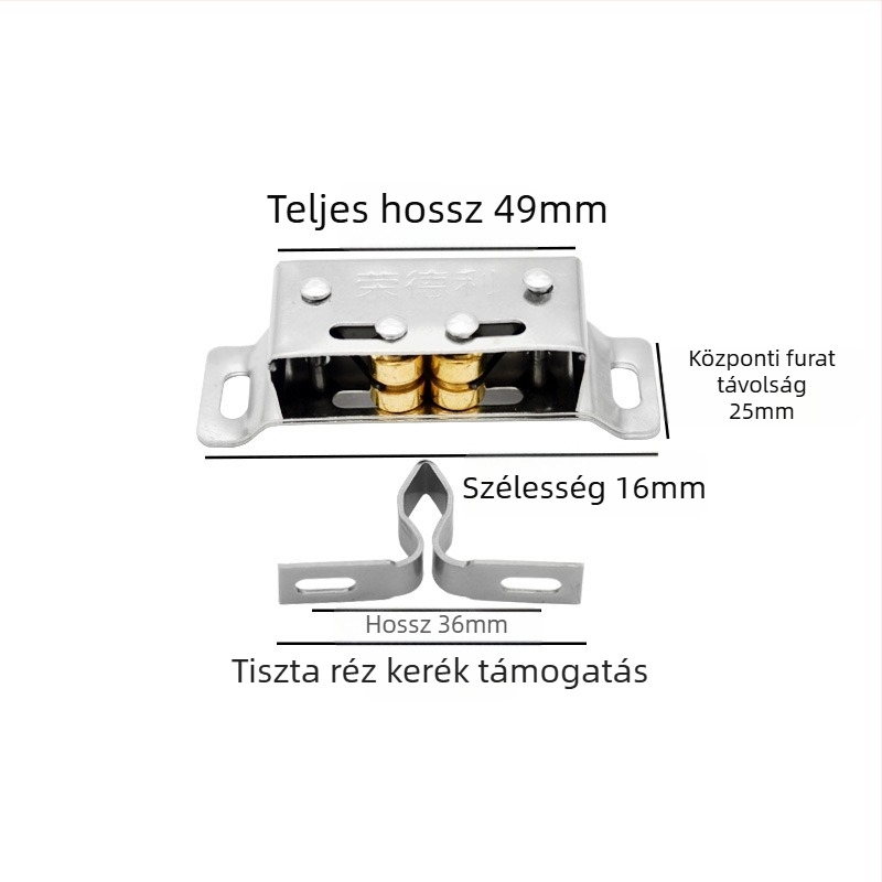 Rozsdamentes acélból készült szekrényajtó záró és ütő mechanizmus, bútorhardver