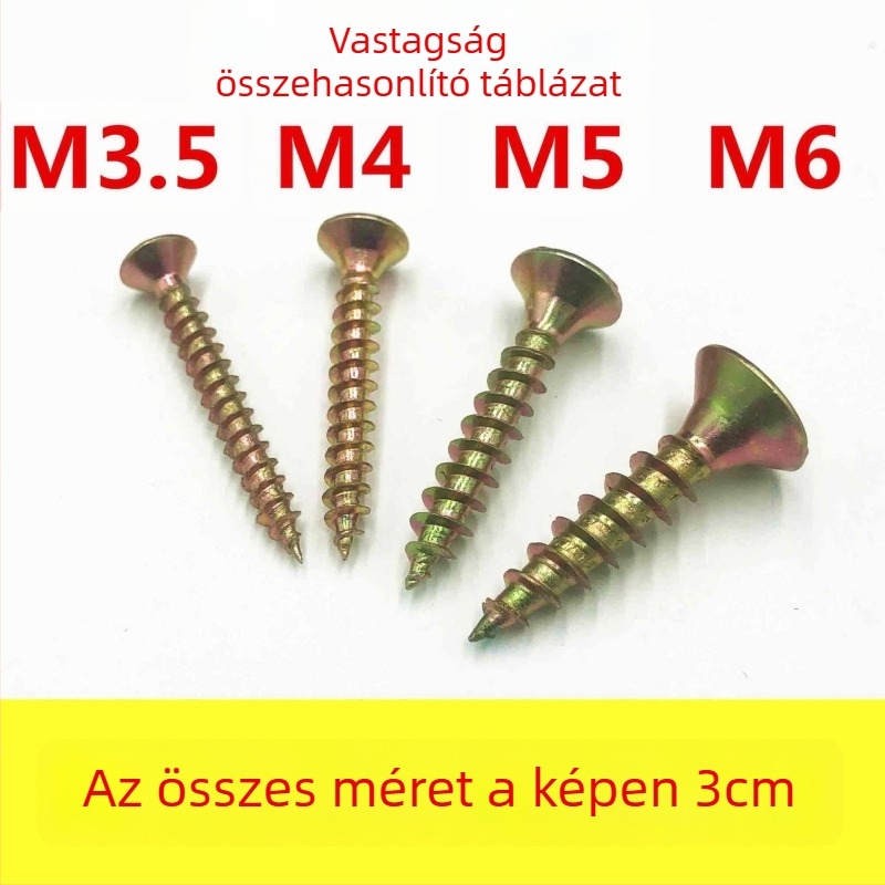 Galvanizált, nagy szilárdságú önmetsző csavarok rostlappához, süllyesztett fej