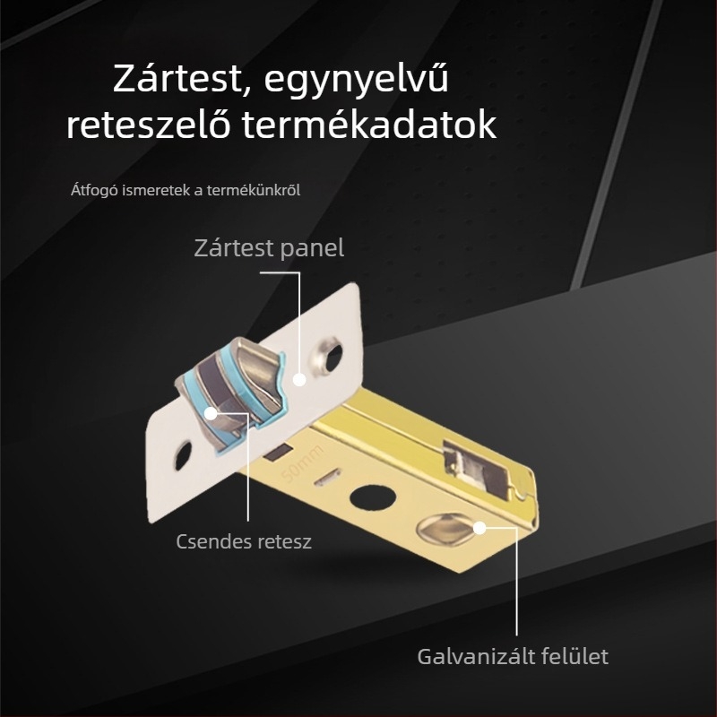 Mágneses zártest faajtókhoz, egynyelvű zárnyelvvel, univerzális fürdőszoba, konyha és szobák ajtóihoz