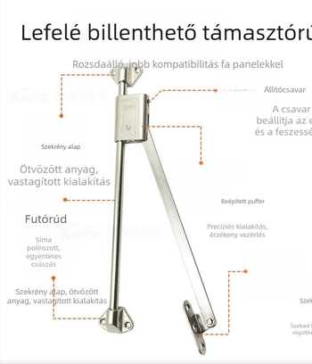 Cinkötvözetből készült öncsúszó szekrényajtó csillapítóval, lehajtható zsanérral és állítható ferde támasztóval cipősszekrényhez