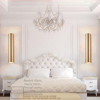 Modern, minimalist LED arany falikar felfelé és lefelé világító, beltéri és kültéri használatra — nappali, hálószoba, hotel, étterem.