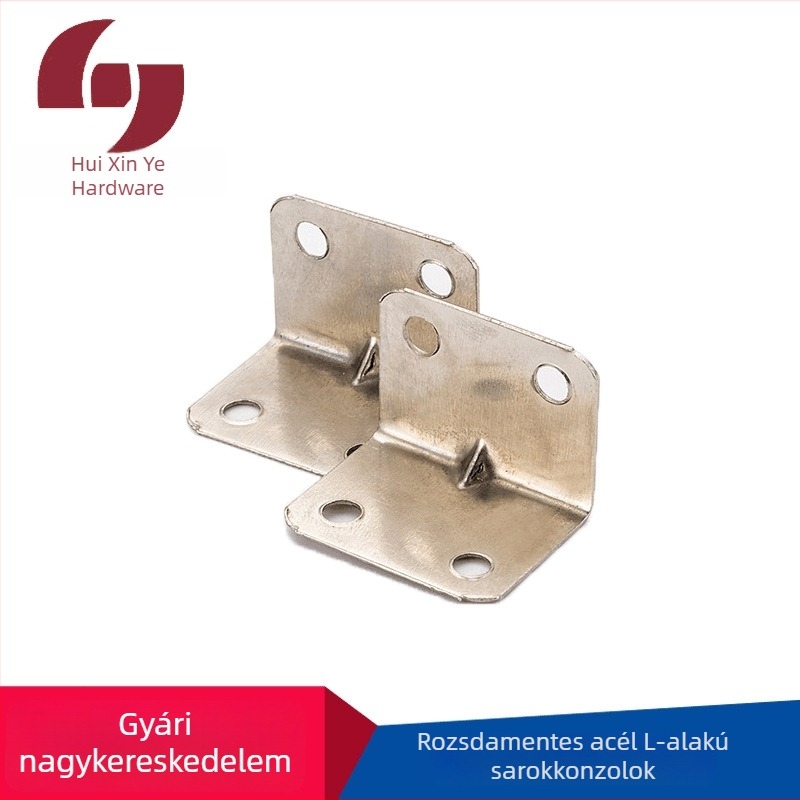 Rozsdamentes acélból készült L-alakú tartóelemek bútorokhoz