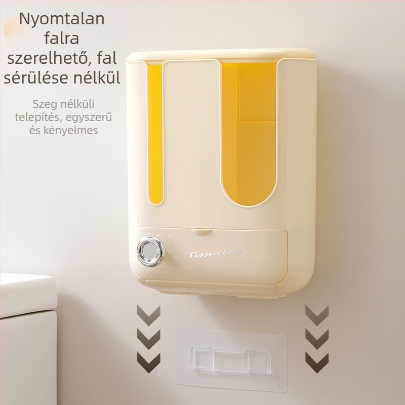 Három az egyben falra szerelhető papírzsebkendő- és nedves törlőkendő tartó, elegáns otthoni rendező a nappaliba