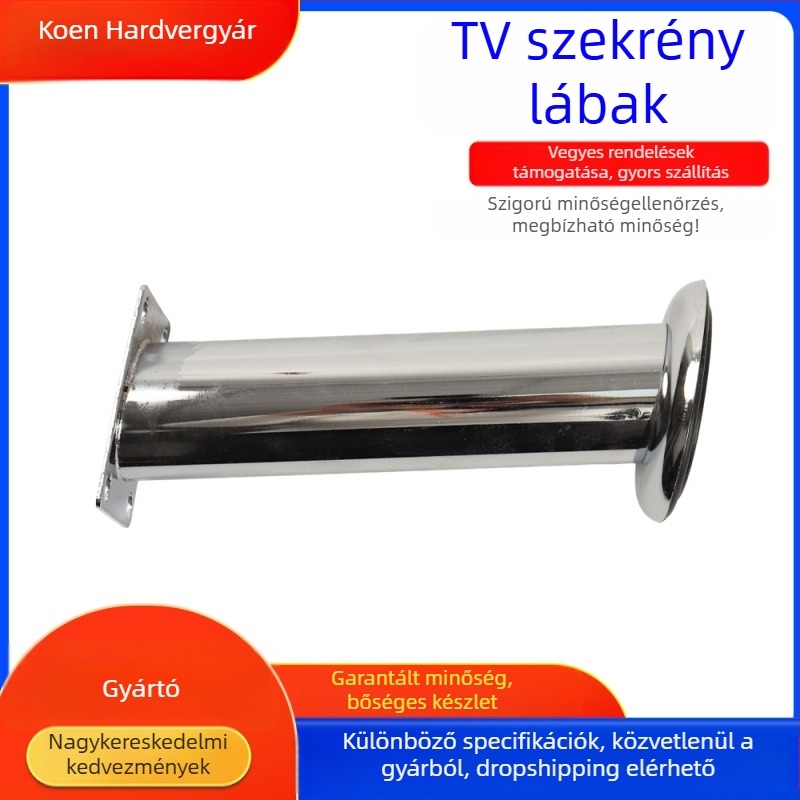 Elektroplatált hengeres TV-szekrény lábak, állítható talpakkal és bútor-kiegészítőkkel