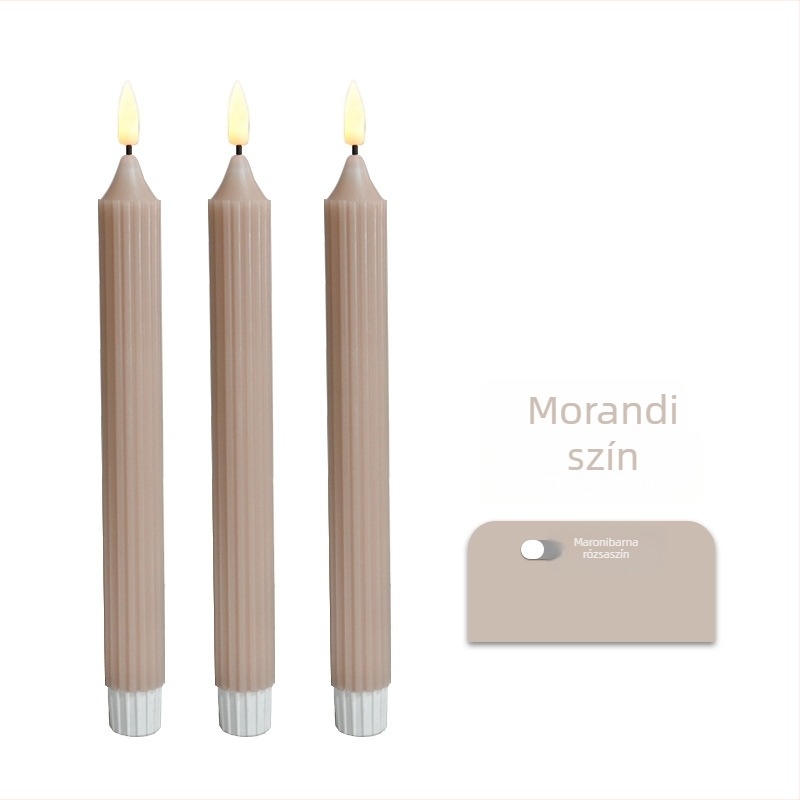 Morandi színvilágú LED gyertya, hengeres paraffin gyertya dekorációhoz karácsonyra és esküvőre