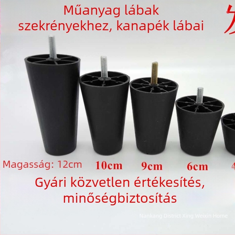 Kónikus műanyag kanapé lábak M8 csavarral, állítható magasságú bútorokhoz