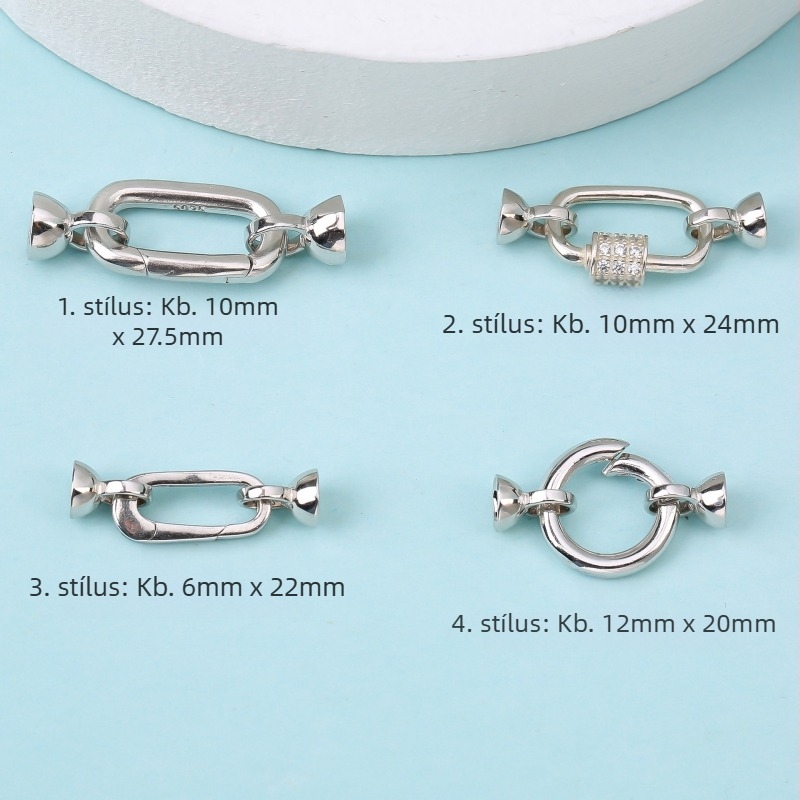 S925 sterling ezüst – egyszerű, sokoldalú gyöngy nyaklánc zár, pulóverhez való lánc csatlakozó DIY ékszerekhez