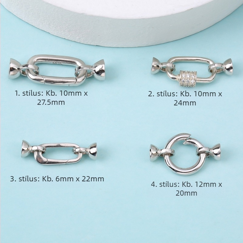 S925 sterling ezüst – egyszerű, sokoldalú gyöngy nyaklánc zár, pulóverhez való lánc csatlakozó DIY ékszerekhez