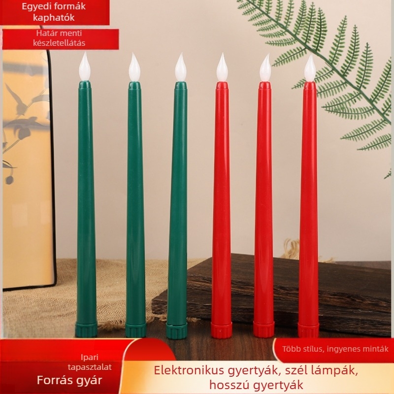 LED füstmentes gyertya hosszú rúdon viaszos csúccsal, Halloween, Karácsony és esküvő dekorációhoz