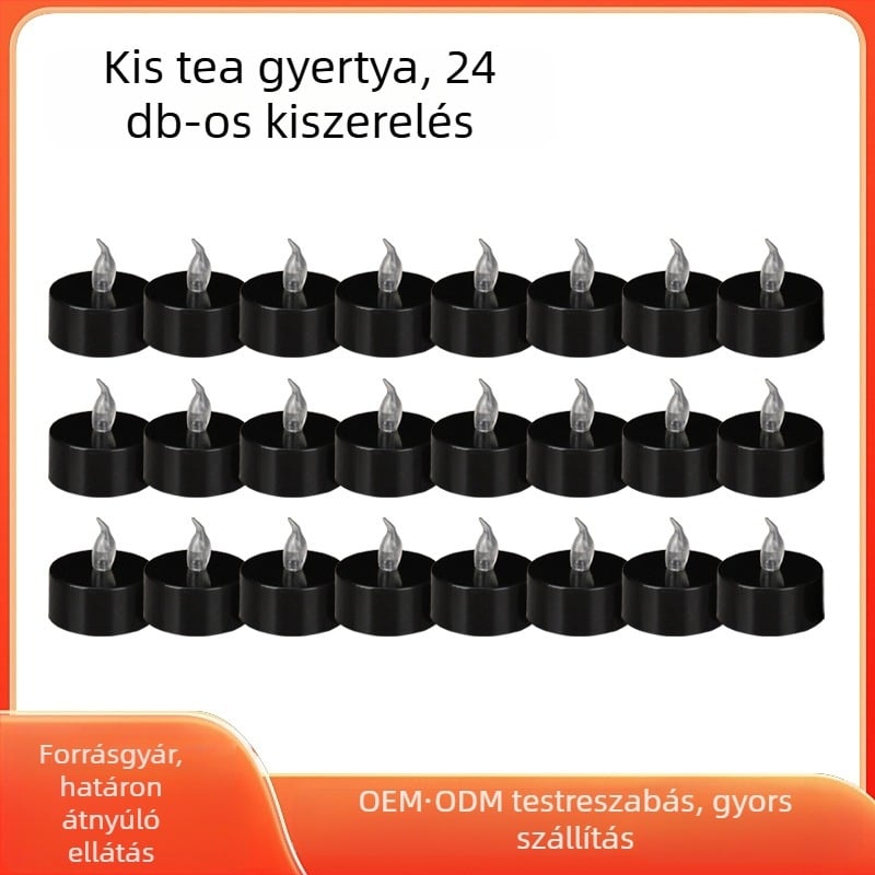 Halloween fekete füstmentes LED tealight gyertya – partihoz és kempinghez, atmoszférikus világítás