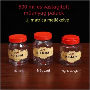 500 ml-es nyolcszögletű műanyag palack, élelmiszer-minőségű, körkörös fedéllel, savanyúságokhoz és penészes tofuhoz