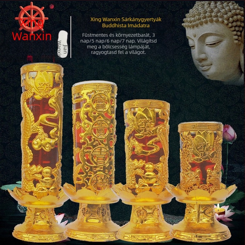 Xingwanxin Új Sárkány Gyertya a Tavaszi Fesztiválra és az Új Lakás Megnyitására: Kristály Sárkány Gyertya, Tiszta Ghee Viasz, Zselés Viasz, Buddha Lámpa, Vagyon Vonzás