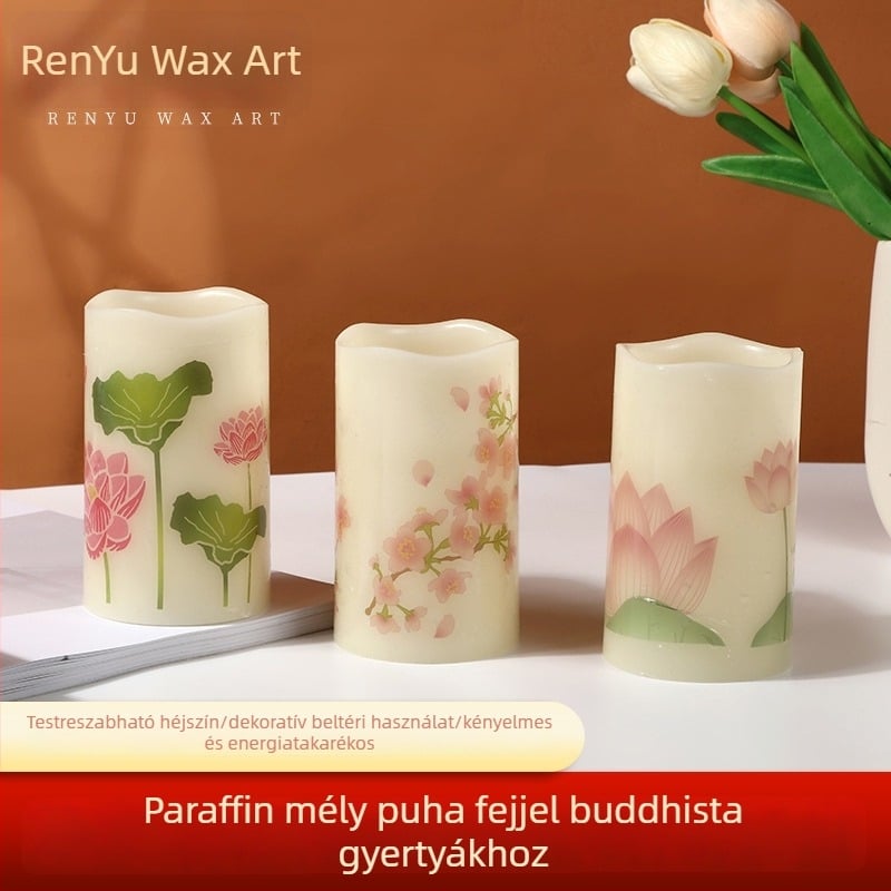 Buddha LED gyertya, európai stílus, kreatív vízmatrica dekoráció, paraffin gyertya