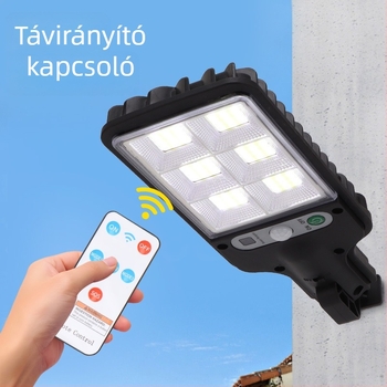 Kültéri udvari napenergiás lámpa mozgásérzékelővel, COB falikar