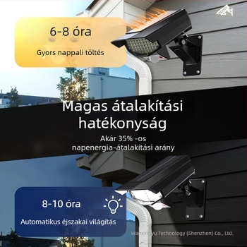 Napelemes kültéri falikar imitációs megfigyelő kamera dizájnnal és mozgásérzékelő LED-del