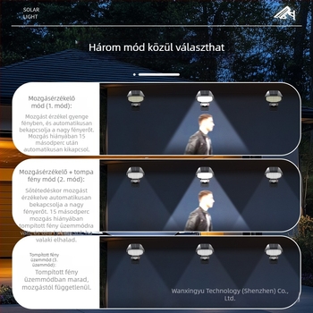 Napelemes kültéri falikar imitációs megfigyelő kamera dizájnnal és mozgásérzékelő LED-del