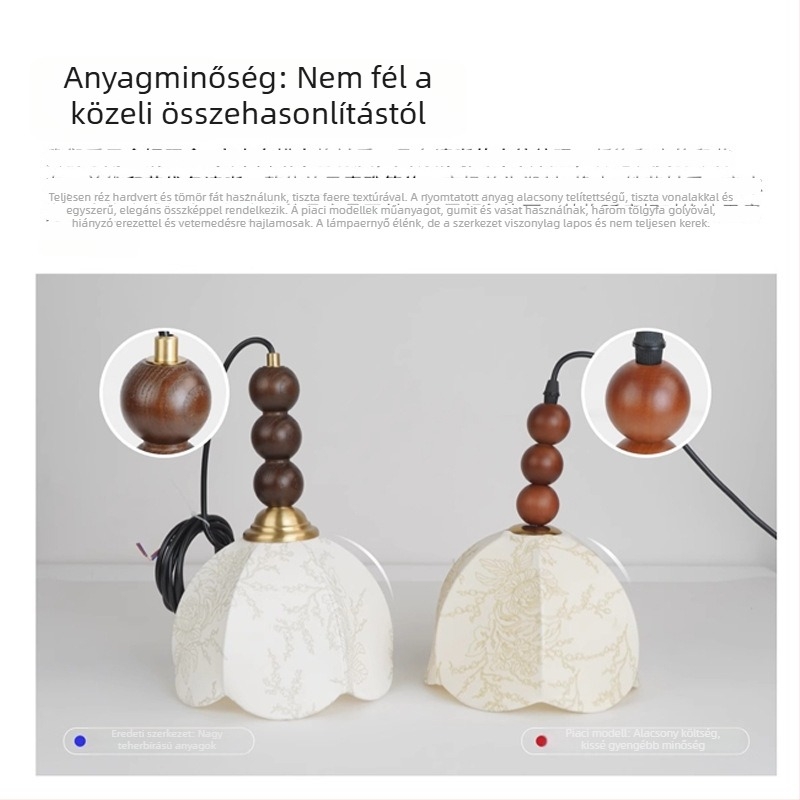 Textil árnyékolós falikar, fa alapzattal, állítható hosszúság 150 cm-ig, LED világítás, hálószoba és nappali számára.