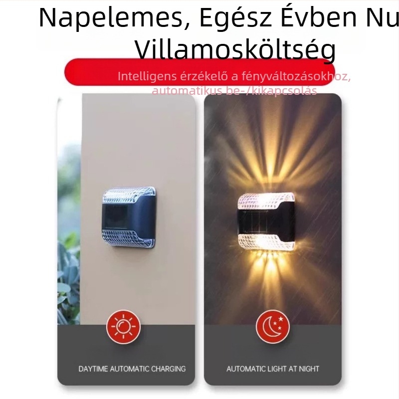 Napelemes falikar kültéri kerthez és udvarhoz – dekoratív éjszakai világítás fel- és lefelé világítással