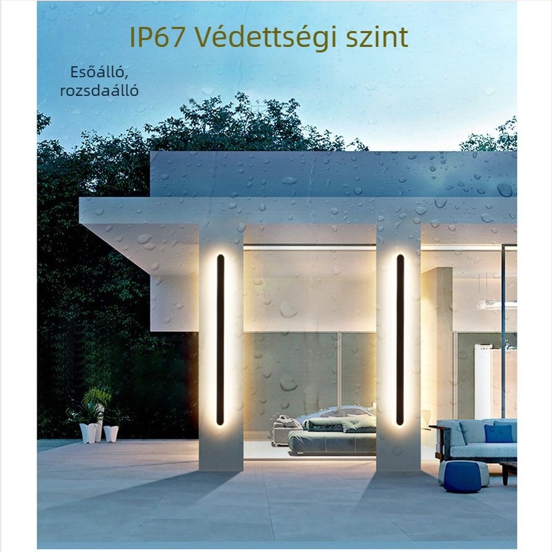 Kültéri falikar vízálló LED-sávval, minimalistikus lineáris dizájn, villaudvarhoz, modern stílus