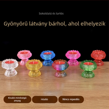 Otthoni oltárhoz való üvegből készült lótusz alakú vajlámpatartó