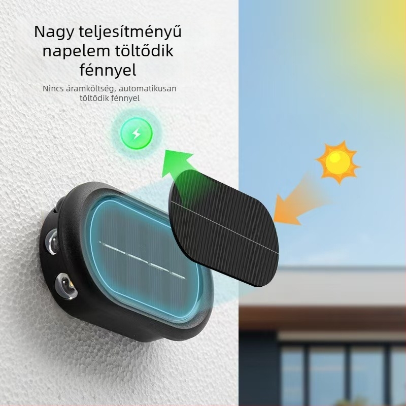 Kétoldalas LED-napelemes kültéri kerti világítás, udvar kerítés és fal menti külső világítás, hangulatos falfény, kertdekoráció