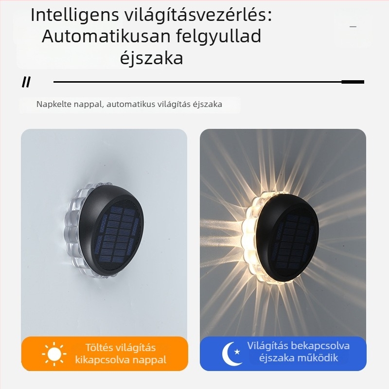 Napelemes napraforgó falikar, kültéri kerthez — kör alakú dekoratív éjszakai fény